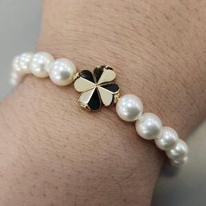 NWT Kate Spade Gold-Tone Spade Flower Pearl Bracelet